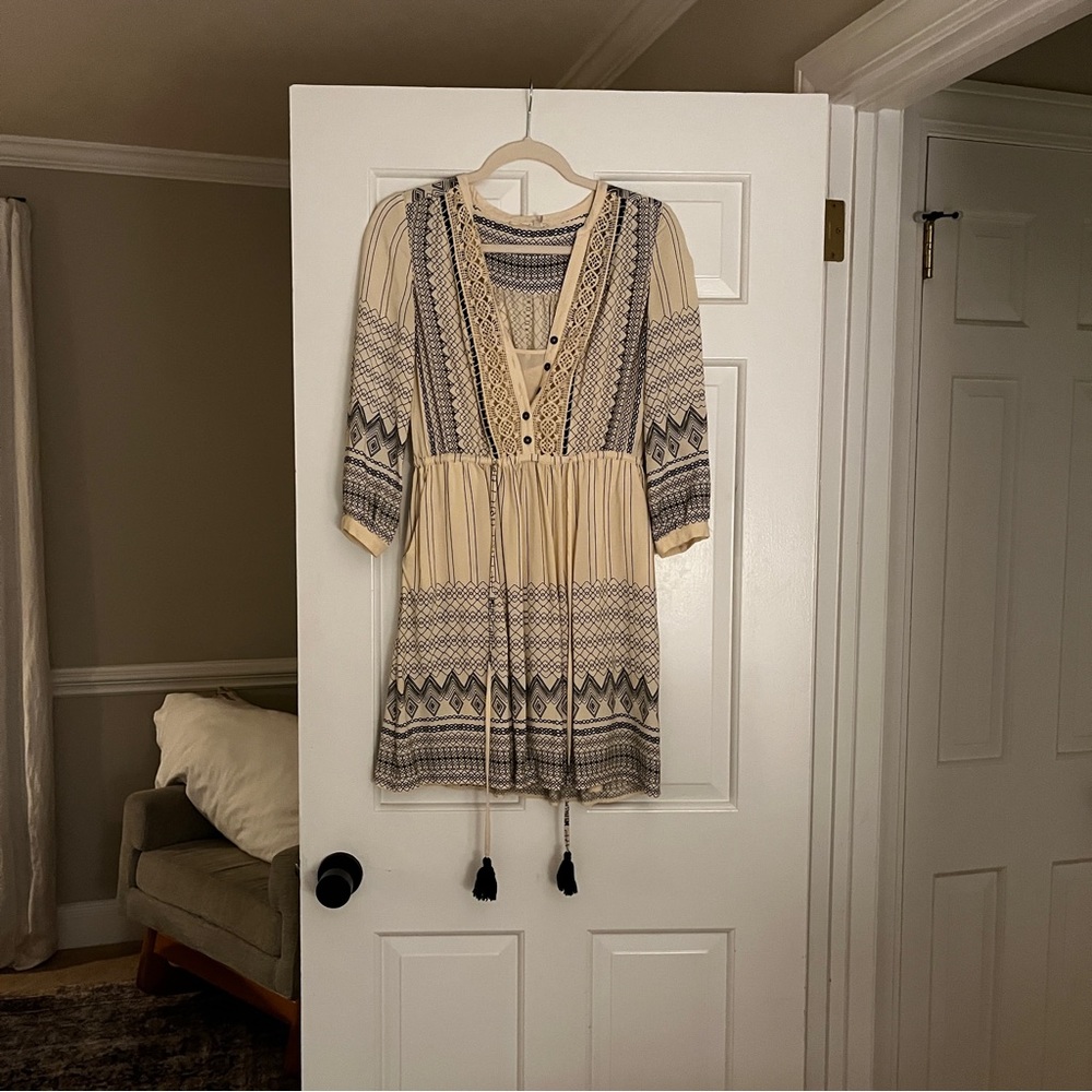 Anthropologie floreat size 2 cream and black boho dress